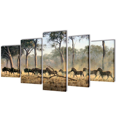 Dealsmate Canvas Wall Print Set Zebras 200 x 100 cm