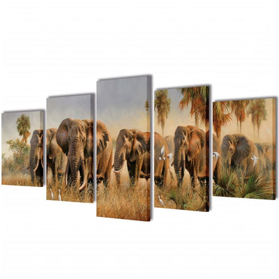 Dealsmate Canvas Wall Print Set Elephants 100 x 50 cm