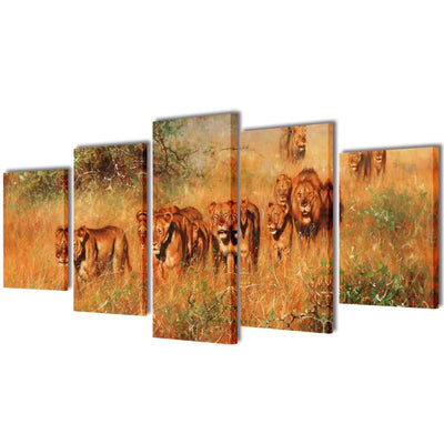 Dealsmate Canvas Wall Print Set Lions 100 x 50 cm
