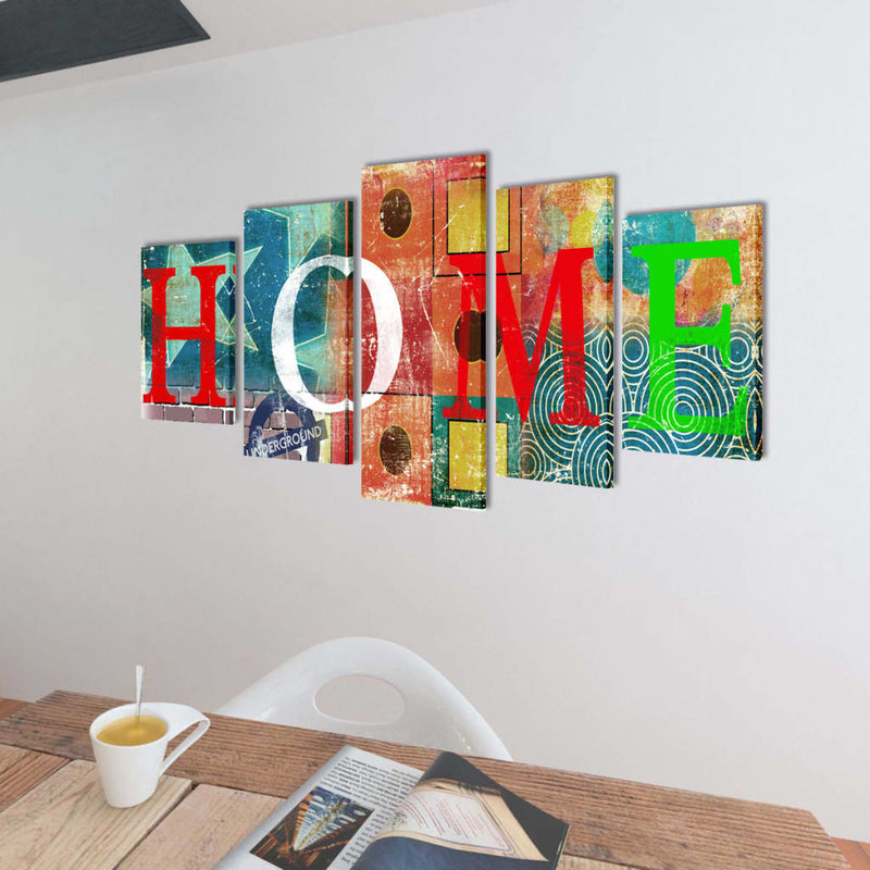 Dealsmate Canvas Wall Print Set Colourful Home Design 100 x 50 cm