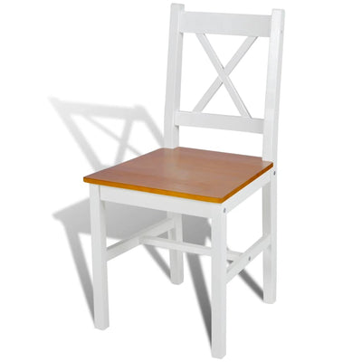 Dealsmate  Dining Chairs 2 pcs White Pinewood