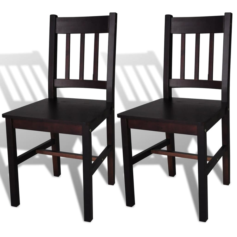 Dealsmate  Dining Chairs 2 pcs Dark Brown Pinewood