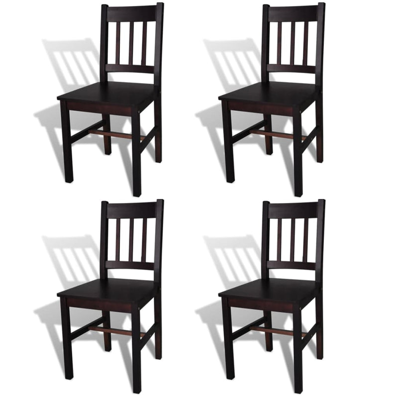 Dealsmate  Dining Chairs 4 pcs Dark Brown Pinewood