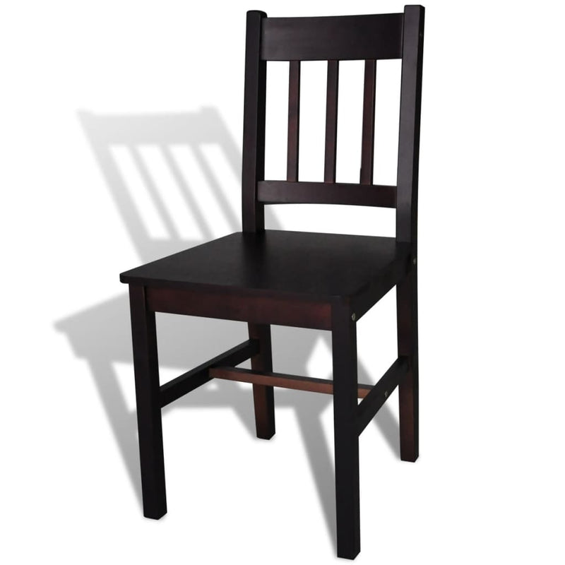 Dealsmate  Dining Chairs 4 pcs Dark Brown Pinewood