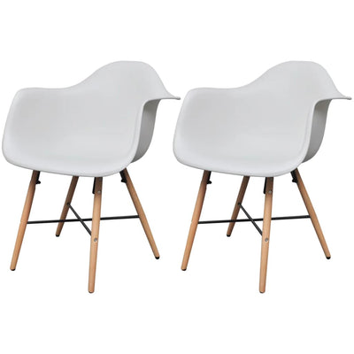 Dealsmate  Dining Chairs 2 pcs White Plastic and Beechword