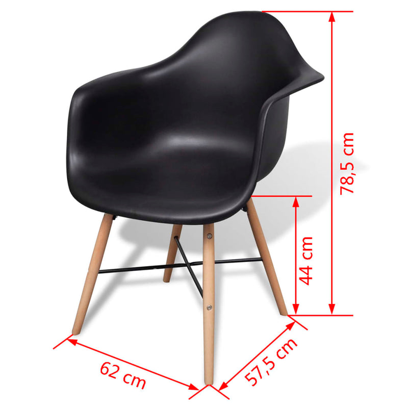 Dealsmate  Dining Chairs 4 pcs Black Plastic and Beechword