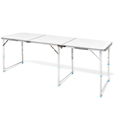 Dealsmate Foldable Camping Table Height Adjustable Aluminium 180 x 60 cm