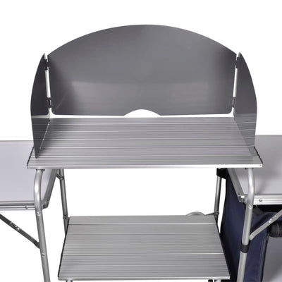 Dealsmate  Foldable Camping Kitchen Unit with Windshield Aluminium