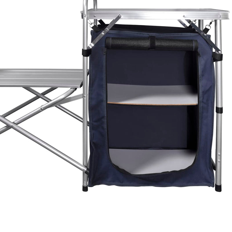 Dealsmate  Foldable Camping Kitchen Unit with Windshield Aluminium