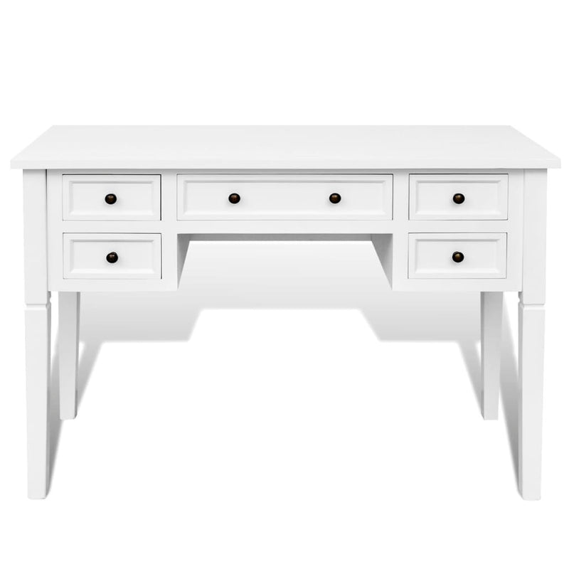Dealsmate White Writing Desk with 5 Drawers