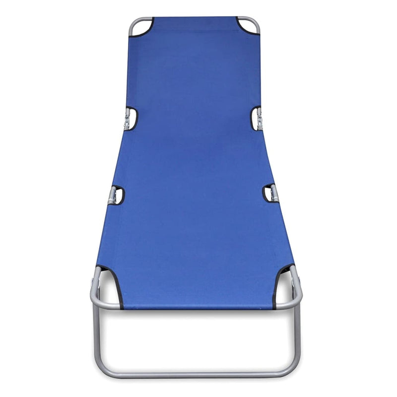 Dealsmate  Folding Sun Lounger Powder-coated Steel Blue