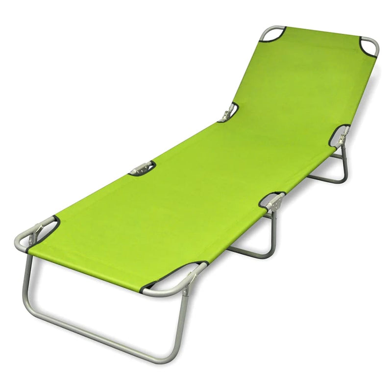 Dealsmate  Folding Sun Lounger Powder-coated Steel Apple Green