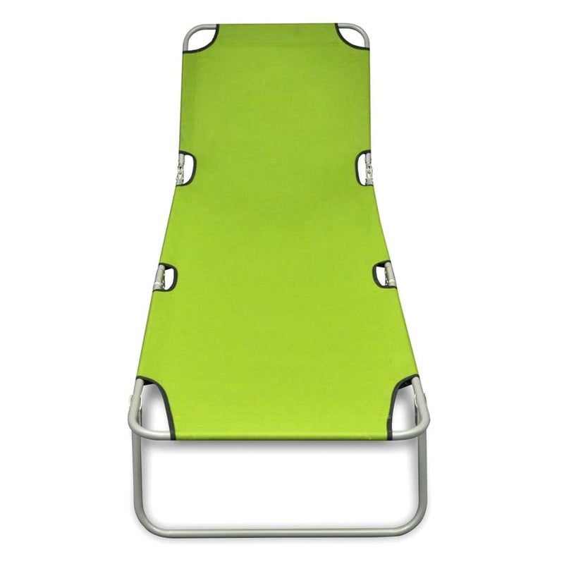 Dealsmate  Folding Sun Lounger Powder-coated Steel Apple Green