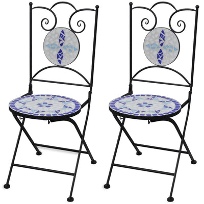Dealsmate  Folding Bistro Chairs 2 pcs Ceramic Blue and White