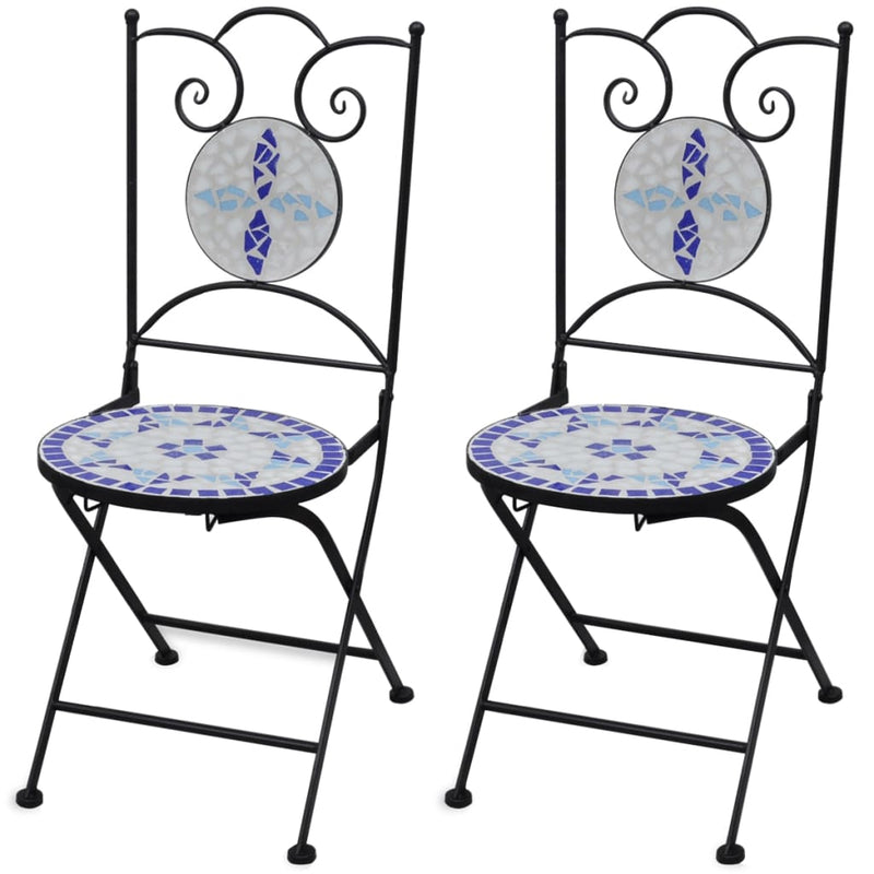 Dealsmate  Folding Bistro Chairs 2 pcs Ceramic Blue and White