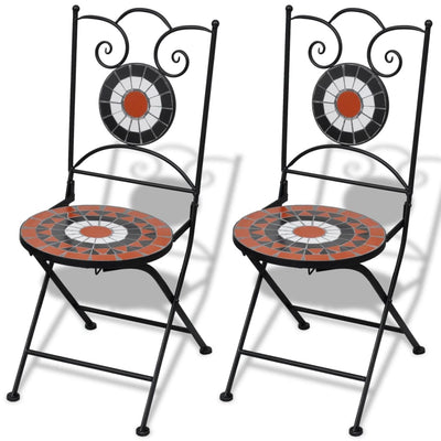 Dealsmate  Folding Bistro Chairs 2 pcs Ceramic Terracotta and White