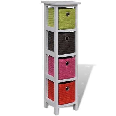 Dealsmate  Storage Rack with Multi-colour Baskets Paulownia Wood