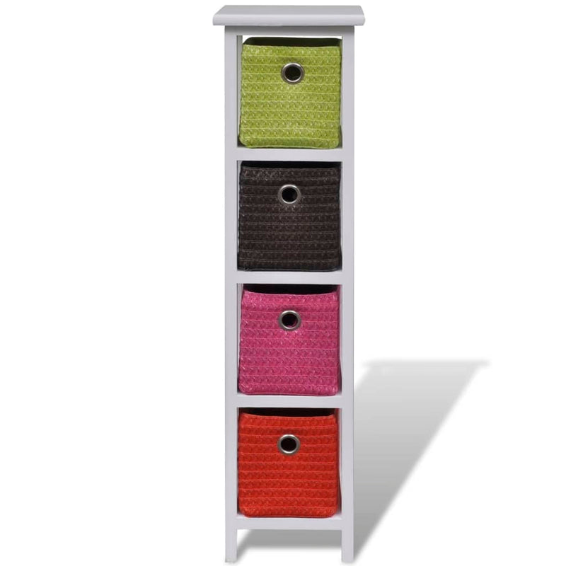 Dealsmate  Storage Rack with Multi-colour Baskets Paulownia Wood