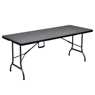 Dealsmate  Folding Garden Table Black 180x75x72 cm HDPE Imitation Rattan