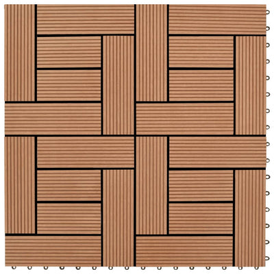 Dealsmate  Decking Tiles WPC 1 sqm Brown 11 pcs 30 x 30 cm
