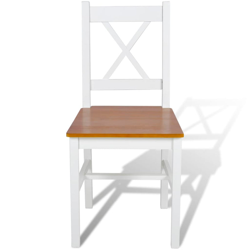 Dealsmate  Dining Chairs 6 pcs White Pinewood