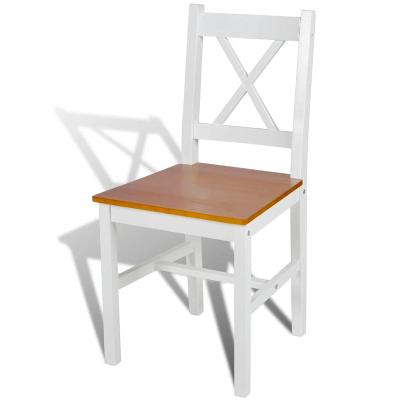 Dealsmate  Dining Chairs 6 pcs White Pinewood