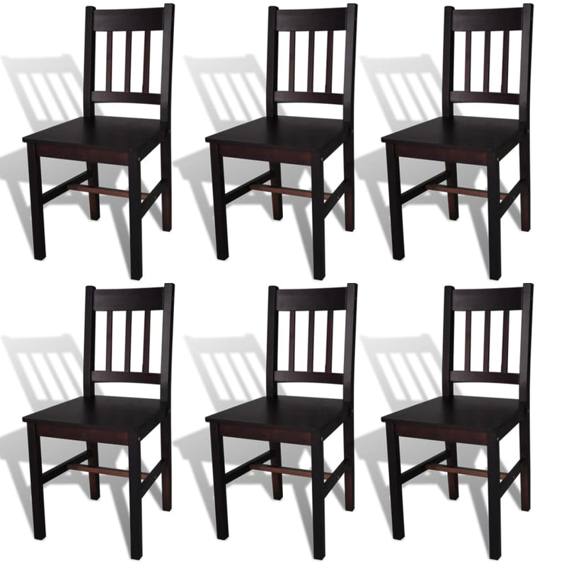 Dealsmate  Dining Chairs 6 pcs Brown Pinewood