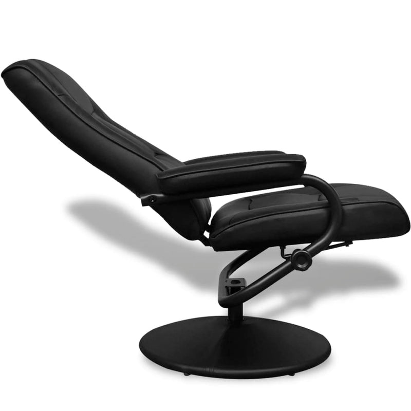 Dealsmate  TV Armchair with Footstool Black Faux Leather