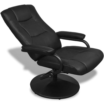 Dealsmate  TV Armchair with Footstool Black Faux Leather