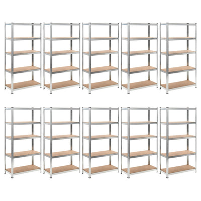 Dealsmate  5-Layer Heavy-duty Shelves 10 pcs Silver Steel&Engineered Wood