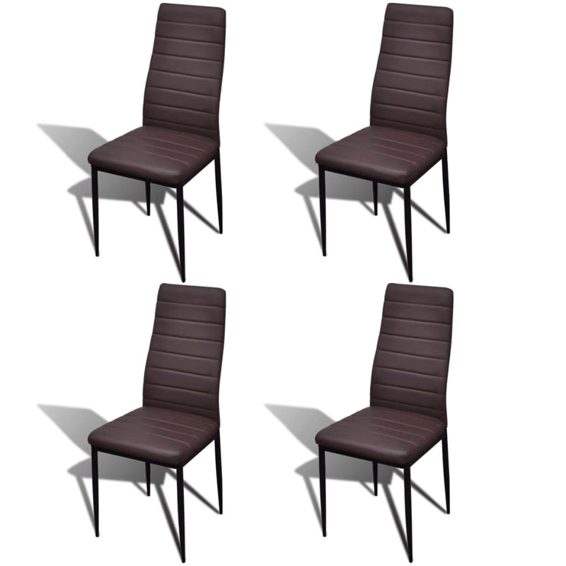 Dealsmate Dining Set Brown Slim Line Chair 4 pcs with 1 Glass Table