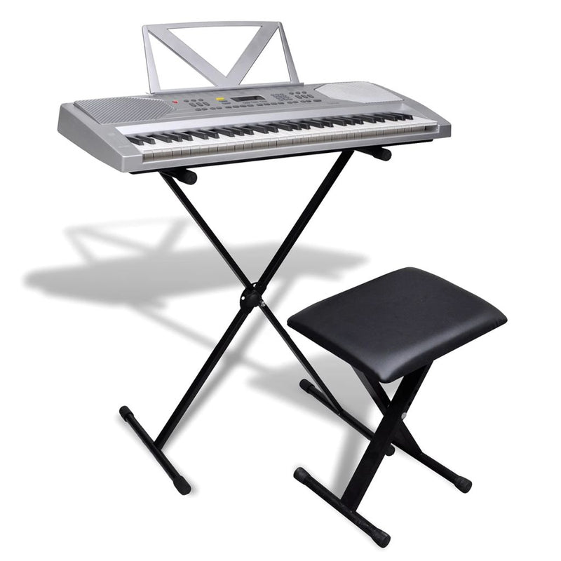 Dealsmate 61-Key Electric Keyboard + Adjustable Keyboard Stand and Stool Set