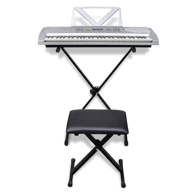 Dealsmate 61-Key Electric Keyboard + Adjustable Keyboard Stand and Stool Set