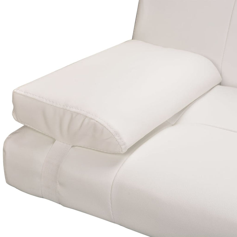 Dealsmate  Sofa Bed with Two Pillows Artificial Leather Adjustable Cream White
