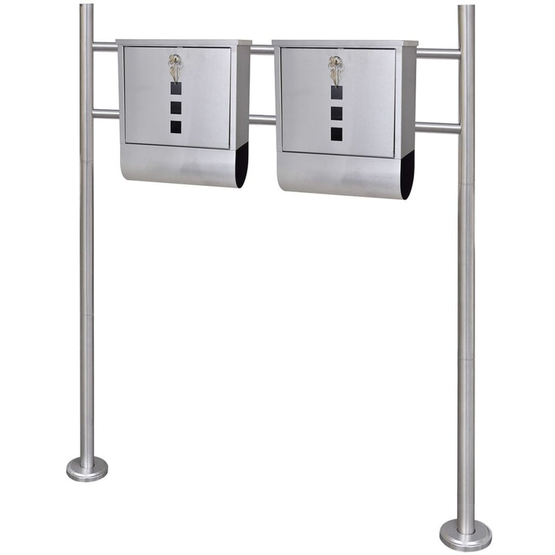 Dealsmate  Double Mailbox on Stand Stainless Steel