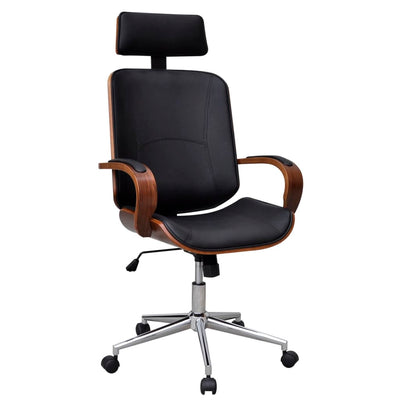 Dealsmate Swivel Office Chair with Headrest Bentwood Artificial Leather