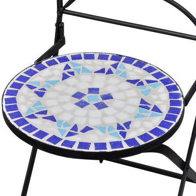 Dealsmate  3 Piece Bistro Set Ceramic Tile Blue and White