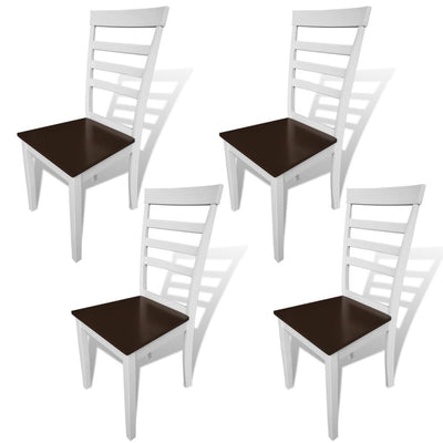 Dealsmate  Dining Chairs 4 pcs White and Brown Solid Wood and MDF