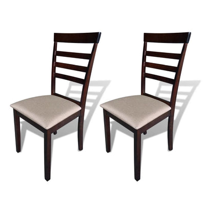 Dealsmate  Dining Chairs 2 pcs Brown and Cream Solid Wood and Fabric