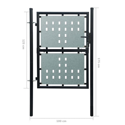 Dealsmate  Black Single Door Fence Gate 100 x 175 cm