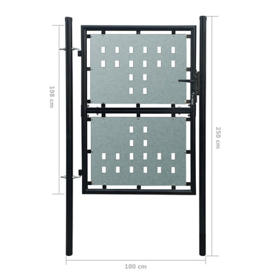 Dealsmate  Black Single Door Fence Gate 100 x 250 cm