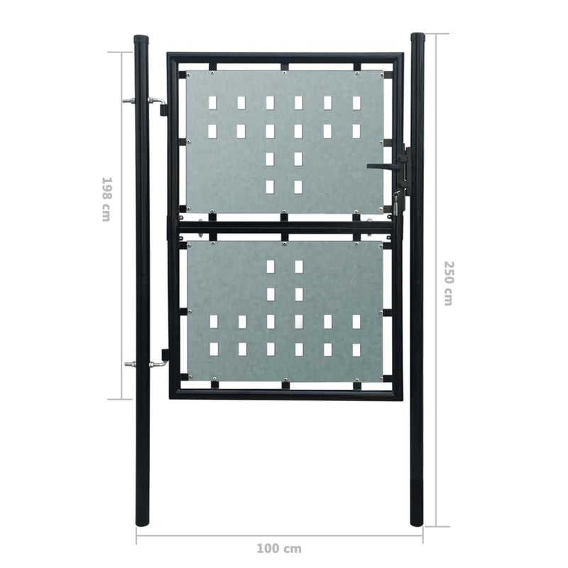 Dealsmate  Black Single Door Fence Gate 100 x 250 cm
