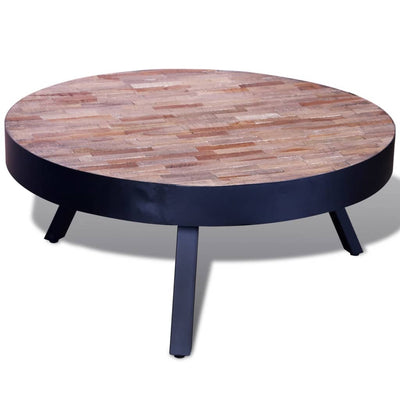 Dealsmate  Coffee Table Round Reclaimed Teak Wood