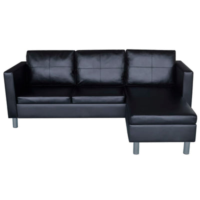 Dealsmate  Sectional Sofa 3-Seater Artificial Leather Black