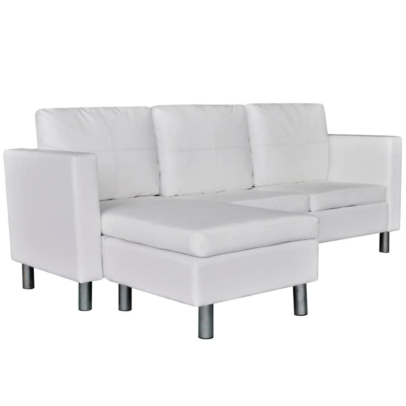 Dealsmate  Sectional Sofa 3-Seater Artificial Leather White
