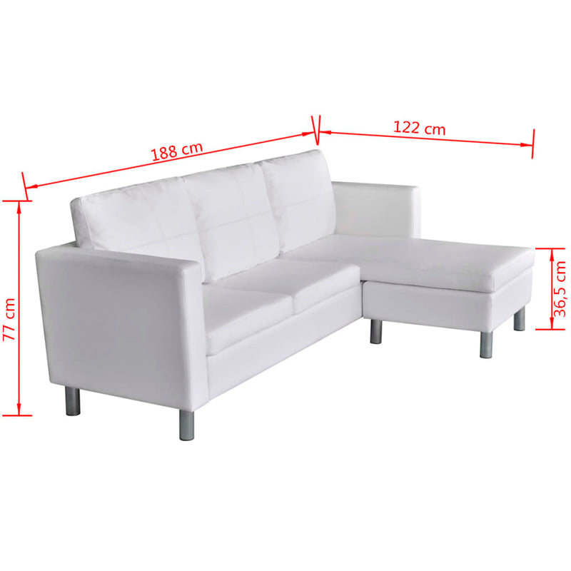 Dealsmate  Sectional Sofa 3-Seater Artificial Leather White