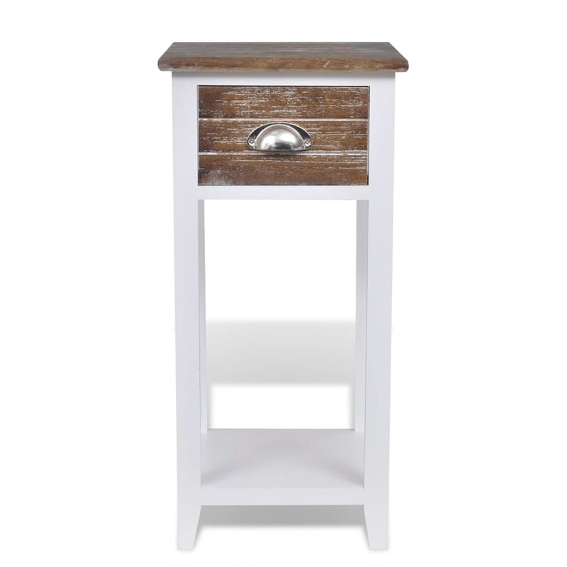Dealsmate  Nightstand with 1 Drawer Brown and White
