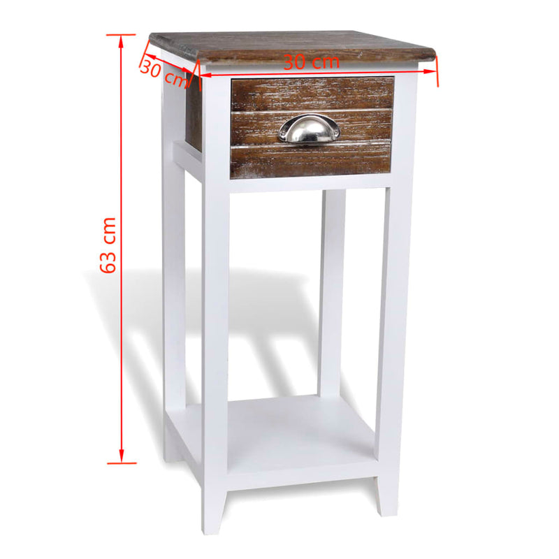 Dealsmate  Nightstand with 1 Drawer Brown and White