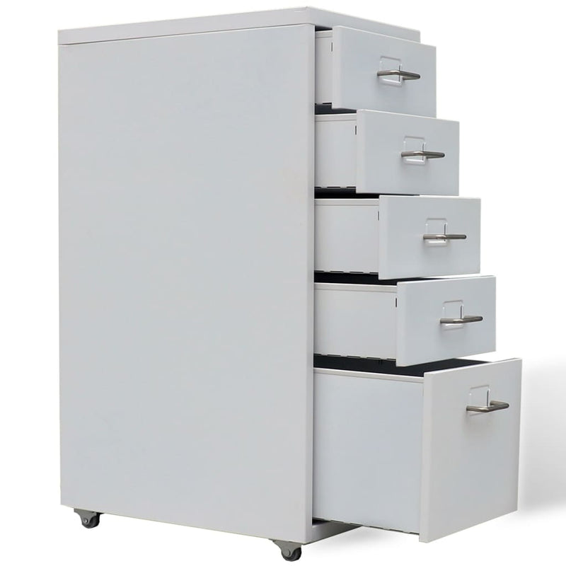 Dealsmate  File Cabinet with 5 Drawers Grey 68.5 cm Steel