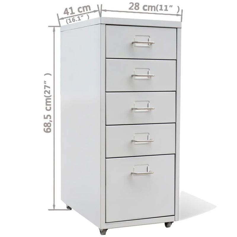 Dealsmate  File Cabinet with 5 Drawers Grey 68.5 cm Steel